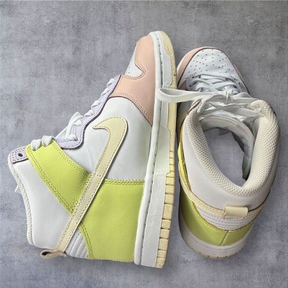Nike Dunk High Women's Sneakers White/Cashmere‎ Lemon Twist Size 6.5 - Picture 5 of 6